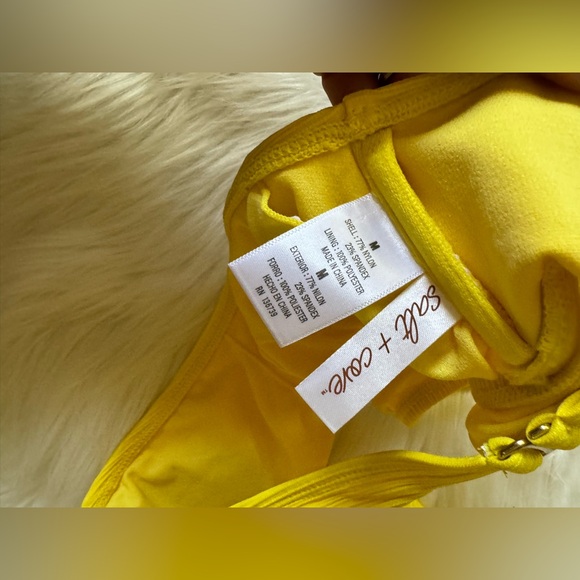 Salt + Cove Ribbed Bralette Long Line Bikini Swim Top Yellow NEW Medium - Picture 6 of 9